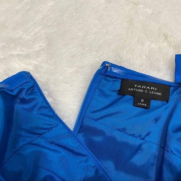 NEW Tahari ASL Sleeveless Blue Silk Cocktail Dress - Picture 8 of 8